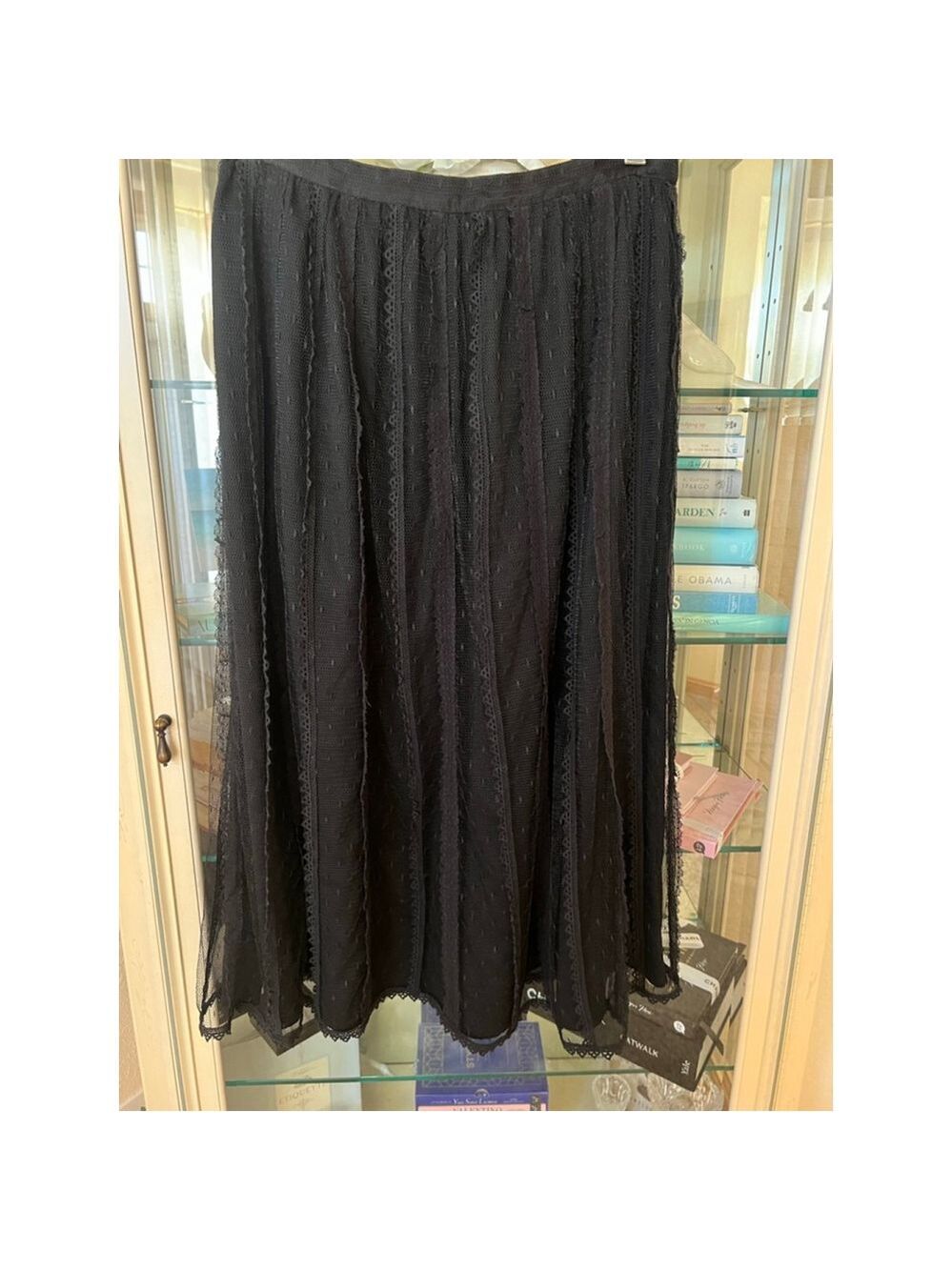 NWOT Women's RED VALENTINO Black Lace Midi Skirt Size 8